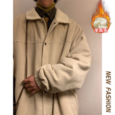 特批P78无差价冬季oversize灯芯绒翻领夹克男潮羊羔毛棉衣棉服M82，男装棉衣，电商A001