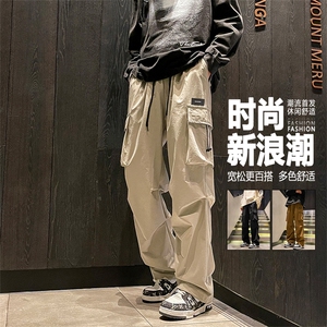 美式潮牌垂感阔腿伞兵裤子秋季2024新款工装休闲长裤K211-特批-38图片