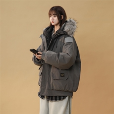 中性风连帽可脱卸毛领工装棉衣男大码潮流棉衣男MY77917P138控198，女装棉衣/棉服，星座226-1