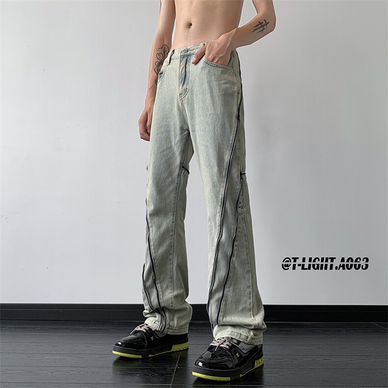 秋季美式ins小众vibe高街拉链牛仔裤货号K2311P65,男装牛仔裤,电商A063