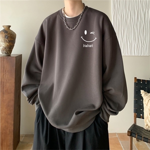 300G重磅笑脸印花圆领卫衣春秋潮牌潮流宽松外套 M-5XL P40控58图片
