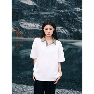 得物抖音高品质二开 夏季美式潮牌假两件格子衬衫翻领高街短袖T恤图片