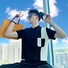 AT313/P58控78夏季社会小伙撞色口袋痞帅百搭POLO短袖T恤男白首，男装T恤，星座305B-1
