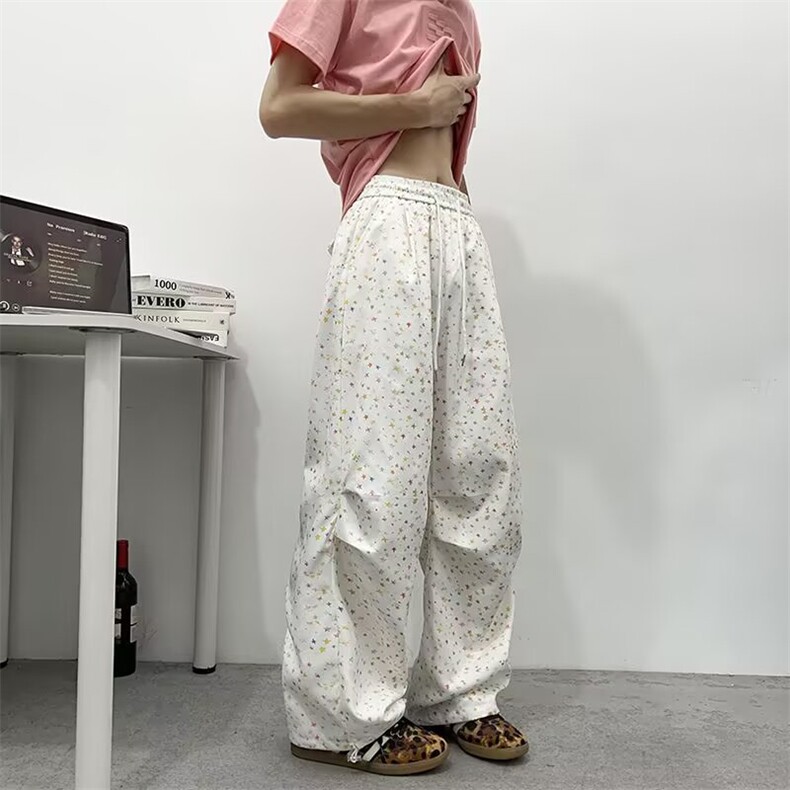 V163-P38夏季休闲裤宽松直筒裤子字母刺绣多彩星星裤多巴胺男女,男装休闲裤,星座911-1