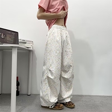 V163-P38夏季休闲裤宽松直筒裤子字母刺绣多彩星星裤多巴胺男女，男装休闲裤，星座911-1