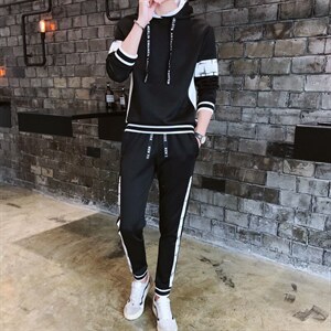 秋装新品连帽套头男士长袖运动休闲卫衣套装男J01P60,男装休闲套装,电商A086
