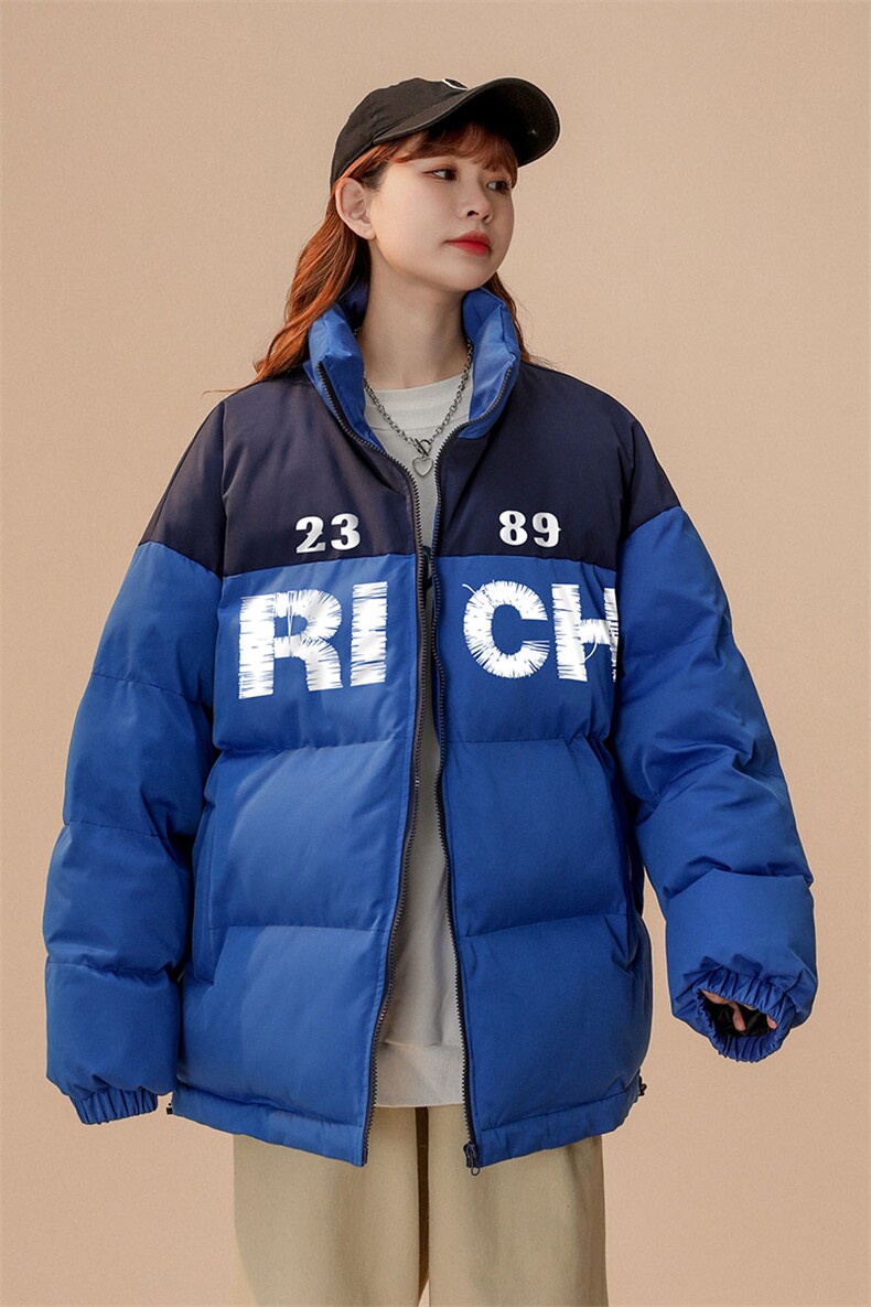 中性22冬季新款字母印花拼色立领棉衣TPMY256P85控138特批无差价,男装棉衣,A247A