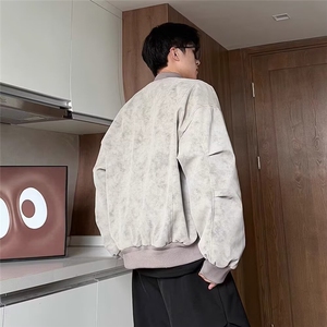 美式潮牌复古棒球服外套男士春秋2025新款飞行员机车PU皮夹克图片