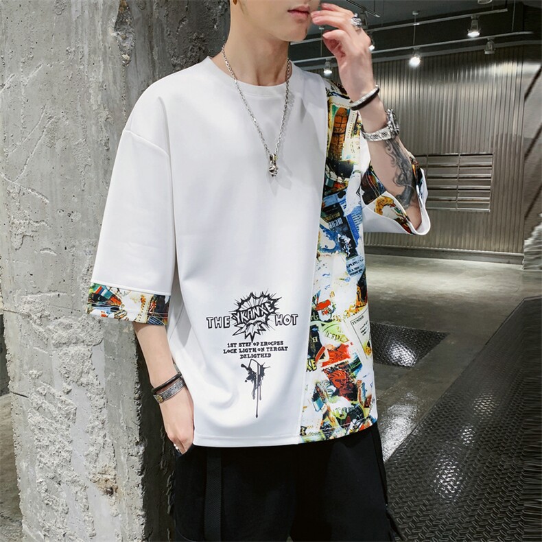 男士短袖t恤打底衫上衣宽松2021夏季新款潮流半袖体恤DS702TP25,男装T恤,电商A102