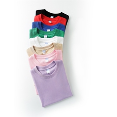 高品质男童纯棉短袖女童圆领纯色T恤糖果色儿童百搭精梳棉半袖衣，童装T恤，初丹羊绒童装