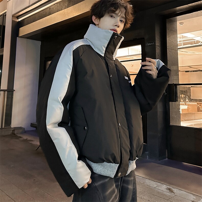 405A美式高街撞色短款棉服加厚立领面包服MY24919-P125控158,男装棉衣,星座405A