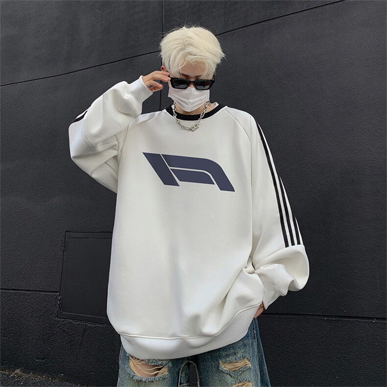 抖音得物供货提供视频秋冬重磅美式宽松织带圆领卫衣0301,男装卫衣,电商A486