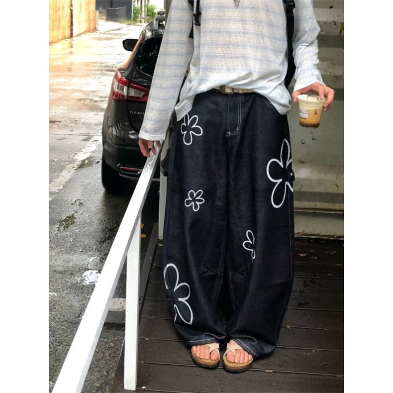 美式潮牌原创印花复古休闲直筒宽松高街百搭小个子长裤男，男装休闲裤，四季星座505