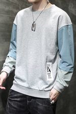 拼接新款潮牌宽松休闲圆领情侣卫衣男DS667T，男装卫衣，电商A102