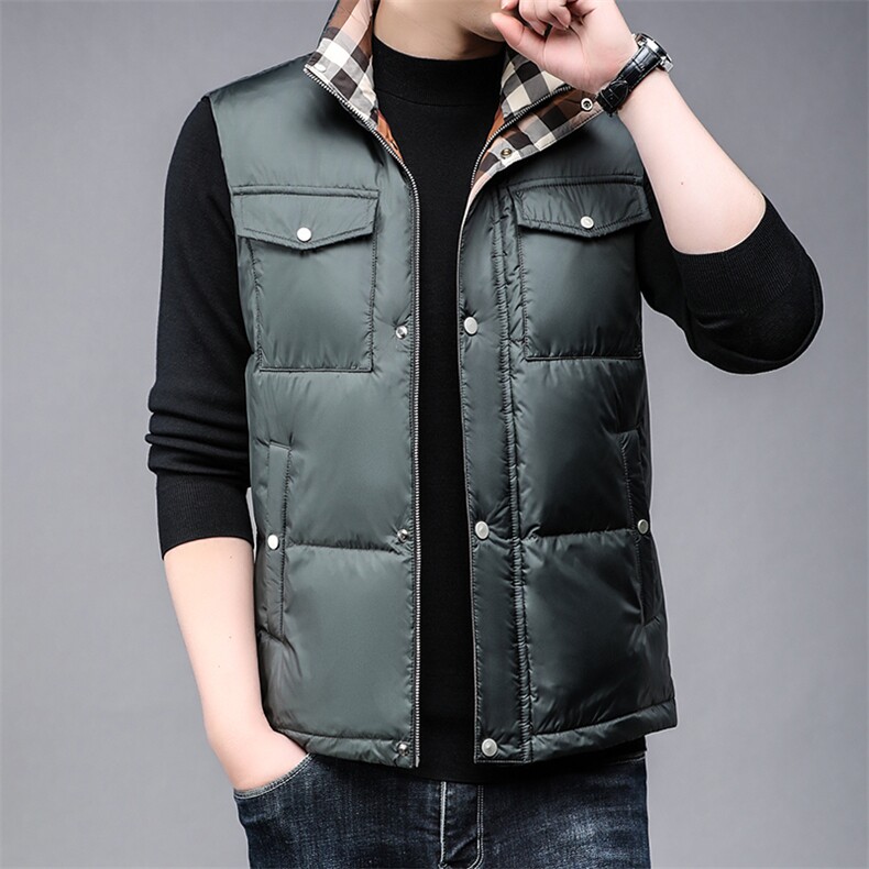 B6901白鸭绒90绒冬季新款立领中青年男士时尚百搭羽绒服马甲,男装羽绒服,钱塘207-3