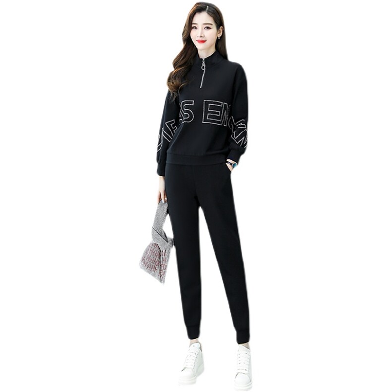 春秋休闲时尚卫衣套装女2023年新品爆款宽松大码女装两件套运动装图片