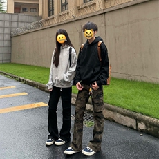 网图秋季美式复古迷彩微喇工装裤男vibe高街裤子-A2156TP45无差价，男装牛仔裤，电商B241