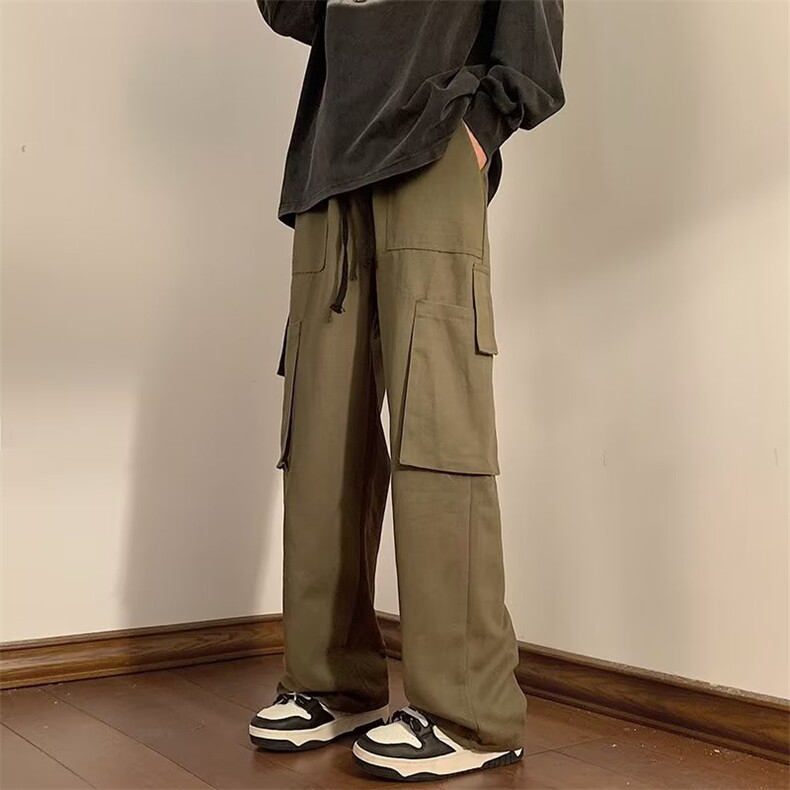 美式复古工装裤男士春秋季港风直筒阔腿裤休闲拖地长裤LCK102P50,男装休闲裤,星座1116-2