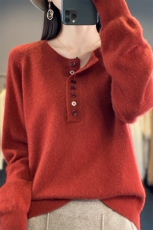 翻领纯色新款秋冬季针织衫羊毛衫女2024年秋季，女装羊毛衫，琳尚羊绒