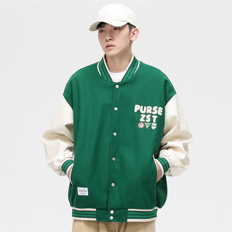 港风上衣夹克宽松落肩拼色棒球服外套JK714-P68,男装夹克,星座1204-3