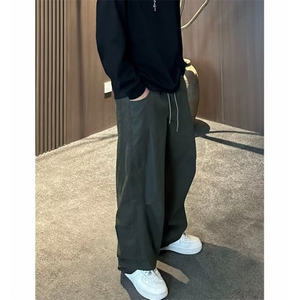 新款美式复古弯刀直筒休闲裤男女款情侣水洗阔腿拖地裤LHR800-P53图片