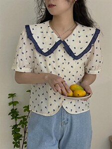 韩系碎花小衫图片