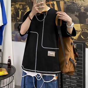 夏季短袖t恤男潮流港风时尚打底衫A210-A8308-P25 控38图片