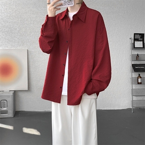8XL-M泡泡纱盐缩肌理长袖衬衫男夏季冰丝外套防晒衬衣CS29007P40图片
