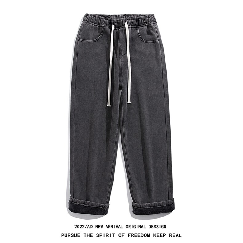 加绒加厚牛仔裤宽松直筒休闲裤KN12P40加绒P50,男装牛仔裤,电商D325