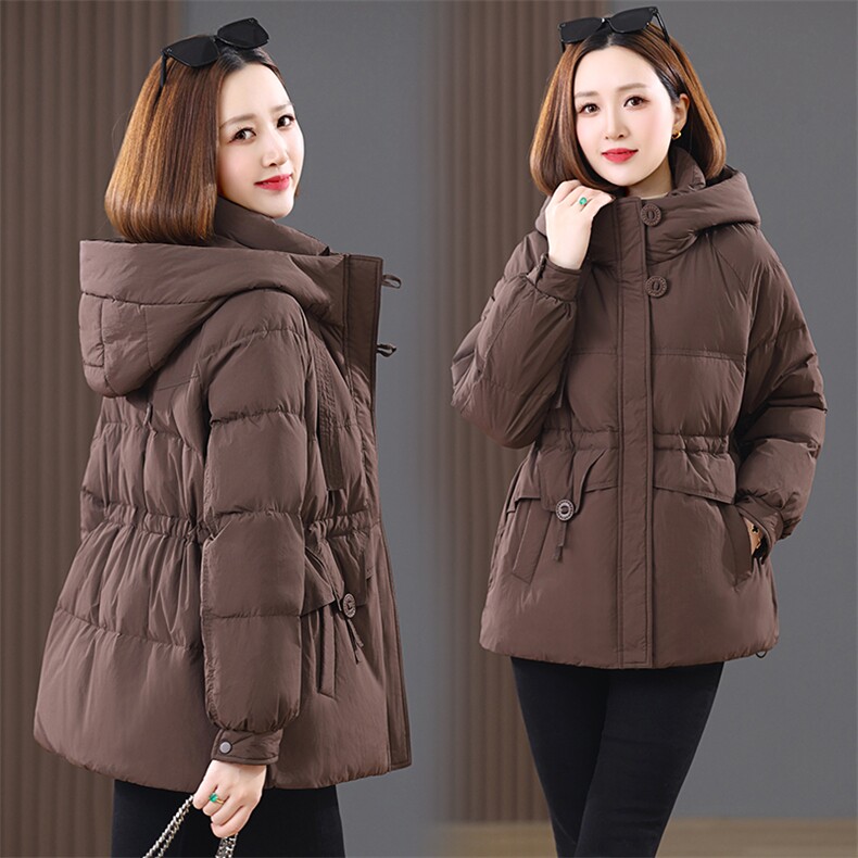 羽绒服冬季新款2024年羽绒服女加厚连帽中长款防风立领白鸭绒,女装羽绒服,涵誉