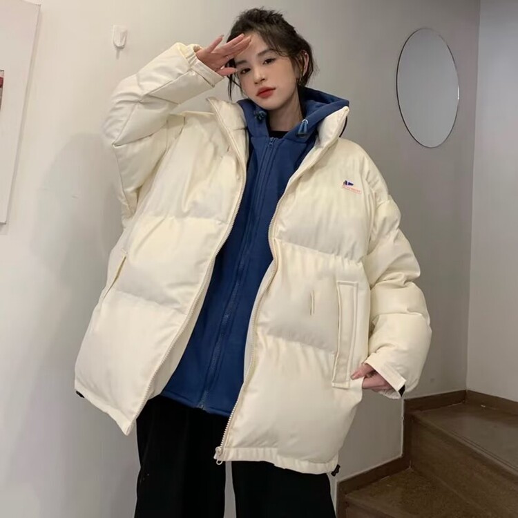 短款假两件羽绒服连帽加厚保暖情侣同款黑色面包防寒外套冬,男装羽绒服,星座218-8