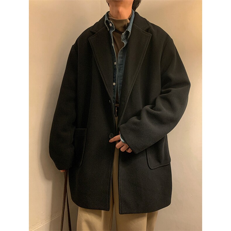 N2075/P90冬季港风呢大衣男中长款男女呢料潮呢子外套风衣，男装风衣，电商A141