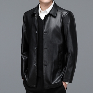 BH2266钱塘2020-2中年男士秋冬季商务休闲表达简约翻领皮衣P137图片
