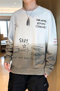 卫衣男渐变色外套潮港风长袖圆领外套学院风休闲衣服DF17T图片