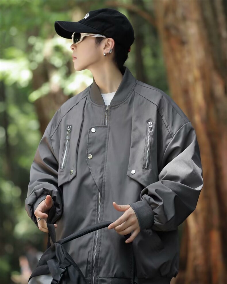 美式飞行员夹克外套男女高街春季新款复古宽松百搭潮牌棒球服,男装夹克,星座716-4