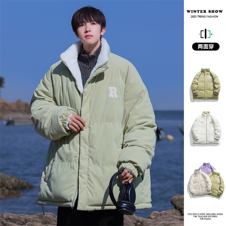 冬季大码棉衣羊羔毛加厚保暖两面穿男女立领棉衣外套MY9075-P85,男装棉衣,电商A128
