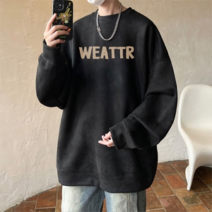 早秋~2025秋冬新款男士麂皮绒圆领卫衣百搭印花长袖WYJP108特P35图片