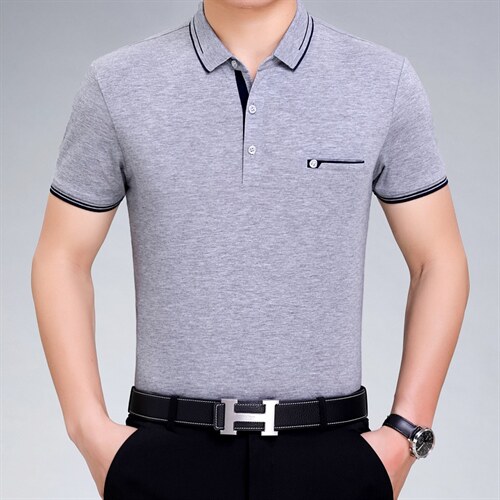 爸爸夏装短袖棉t恤中老年人男装夏季上衣中年男士polo衫夏天衣服图片