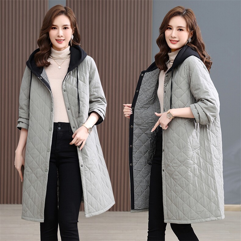 2022冬装新款韩版连帽休闲棉衣中长款外套,女装棉衣/棉服,小林双子
