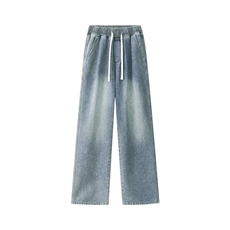 GM5401P40松紧腰水洗牛仔裤日系港风宽松直筒休闲长裤男女款，男装牛仔裤，星座1108-5