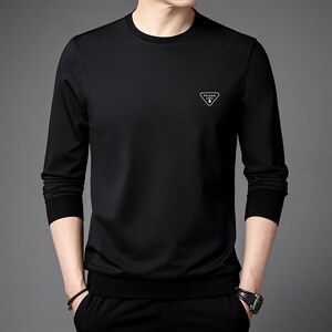 2023新款长袖商务休闲套头上衣男士秋季中年印花圆领时尚百搭卫衣,男装卫衣,电商B212（原钱塘6029）