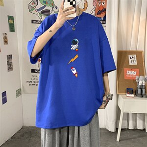 DX17165-P20纯棉短袖t恤男大码半袖打底衫宽松体恤衫海报风
