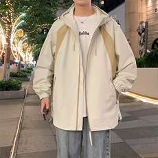 港风新款外景二开宽松夹克男撞色冲锋衣连帽外套MYJ24-7837-P70，男装夹克，星座717