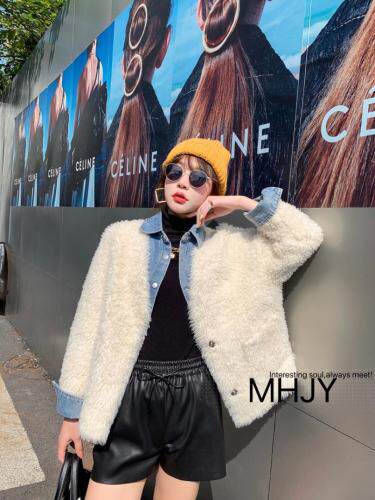 2021冬季高品质皮毛一体096#牛仔拼接皮毛一体，女装，美合佳彦