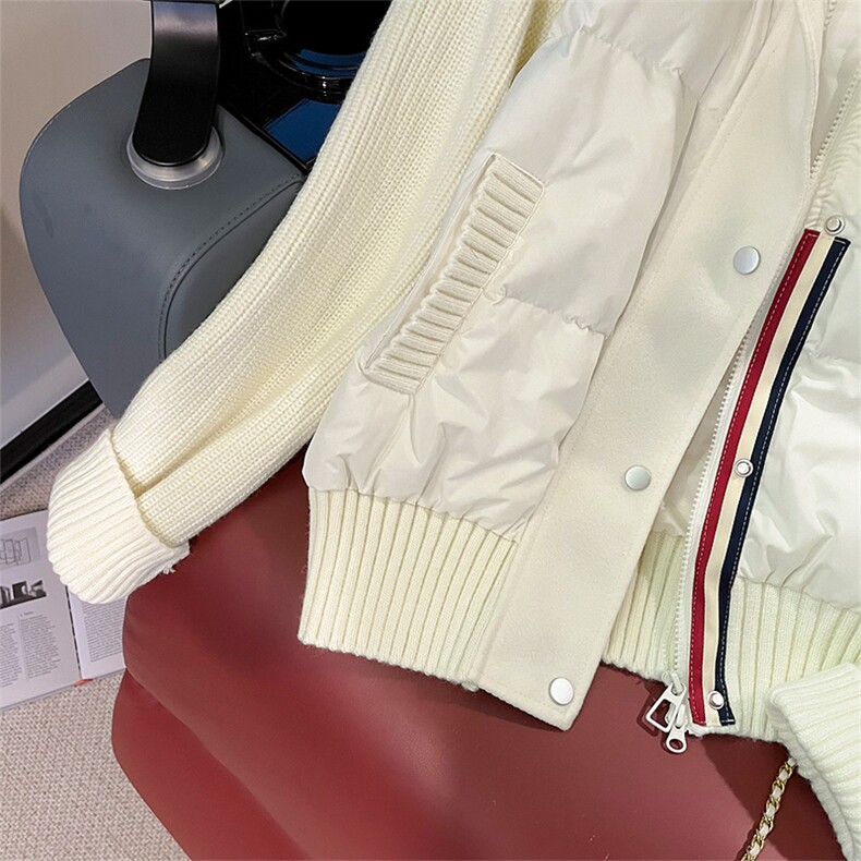 经典百搭复古针织拼接立领加厚棉服潮,女装棉衣/棉服,江南
