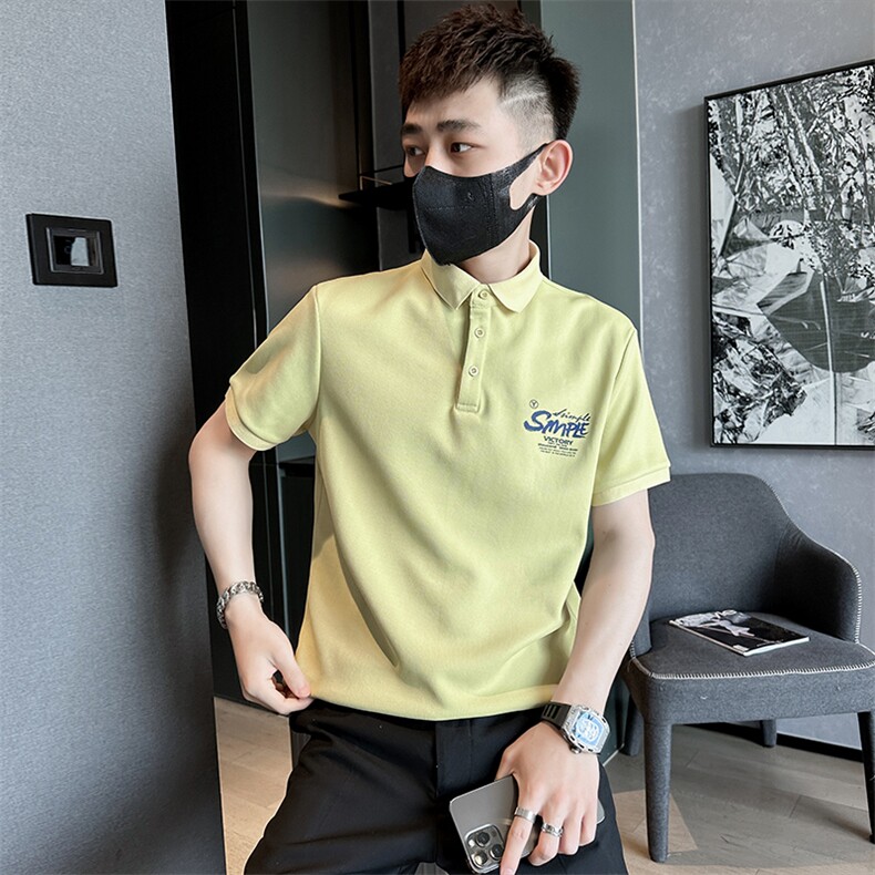 精神小伙2025夏季新款男士翻领商务Polo衫短袖印花t恤男C208-8888,男装T恤,电商C208
