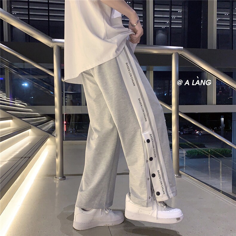 春夏薄款字母排扣设计开衩运动休闲裤,男装休闲裤,星座612