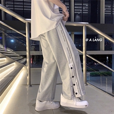 春夏薄款字母排扣设计开衩运动休闲裤，男装休闲裤，星座612