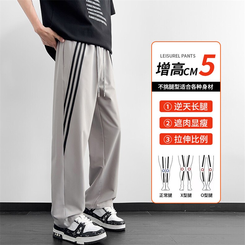 直筒卫裤男春秋季美式潮牌设计感宽松阔腿运动休闲长裤图片
