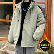 新款冬季加绒加厚连帽棉衣冲锋衣潮牌棉服外套港风男装JK2800P95，男装棉衣，电商A086